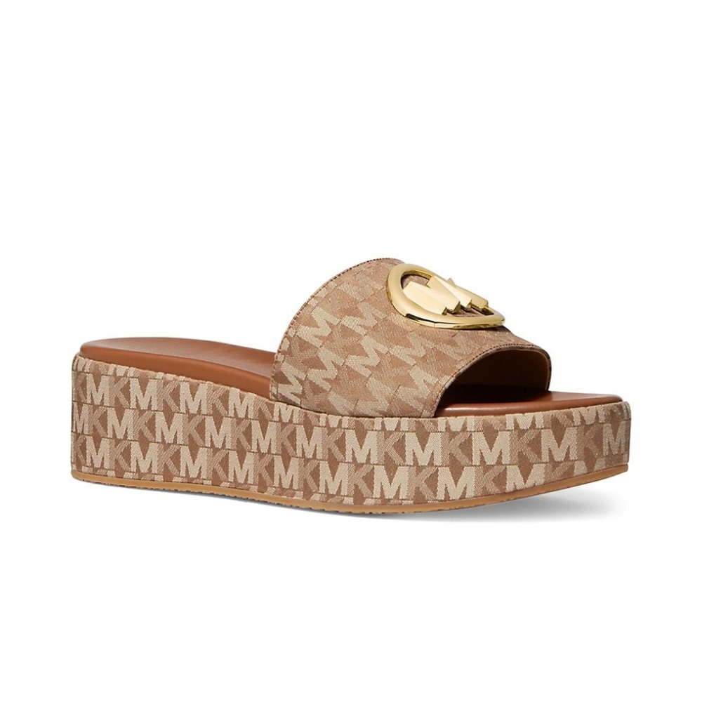 Sadler Monogram Platform Sandals Used